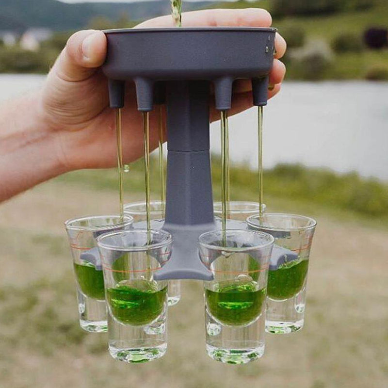 6 Shot Glass Dispenser Holder w/ Glasses