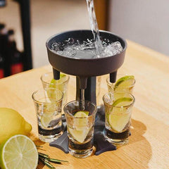 6 Shot Glass Dispenser Holder w/ Glasses