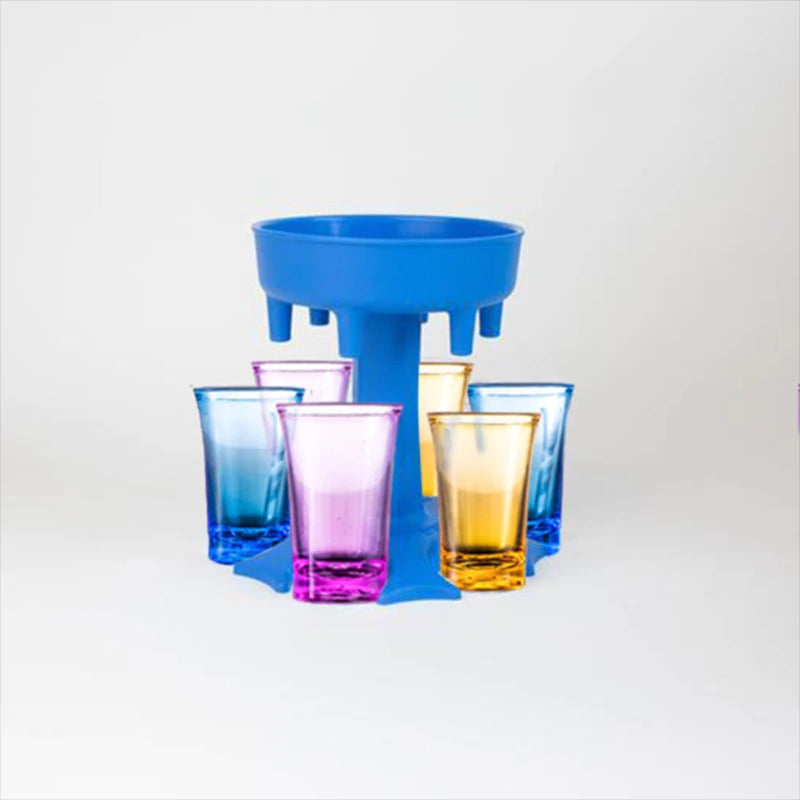 6 Shot Glass Dispenser Holder w/ Glasses