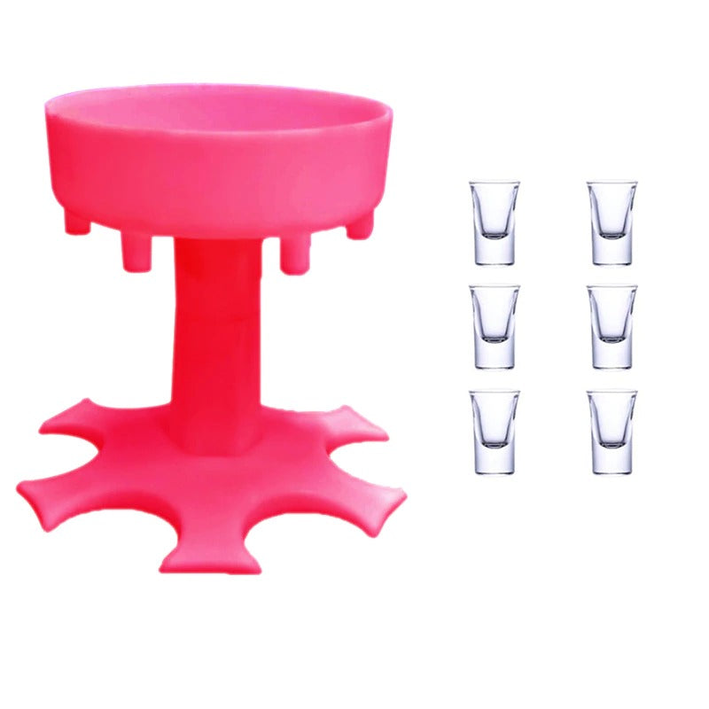 6 Shot Glass Dispenser Holder w/ Glasses