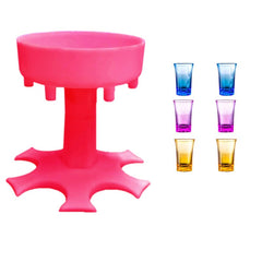 6 Shot Glass Dispenser Holder w/ Glasses