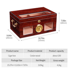 Luxury Skylight Cigar Humidor with Lock and Hygrometer