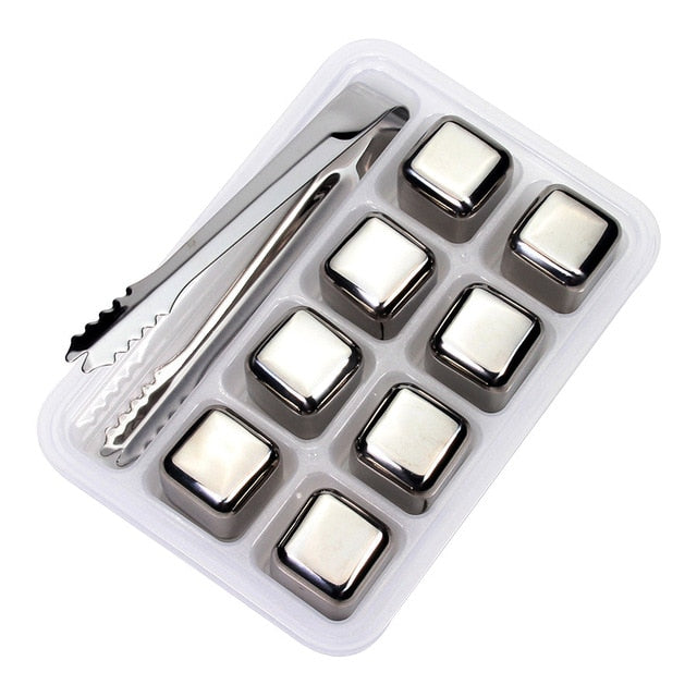 Reusable Chilling Stones - Stainless Steel - Set of 4, 6, or 8